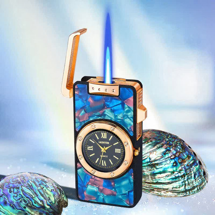 Accendino a butano Time Flame Colorful Shells con orologio - Ambilight - Nero opaco - image 16