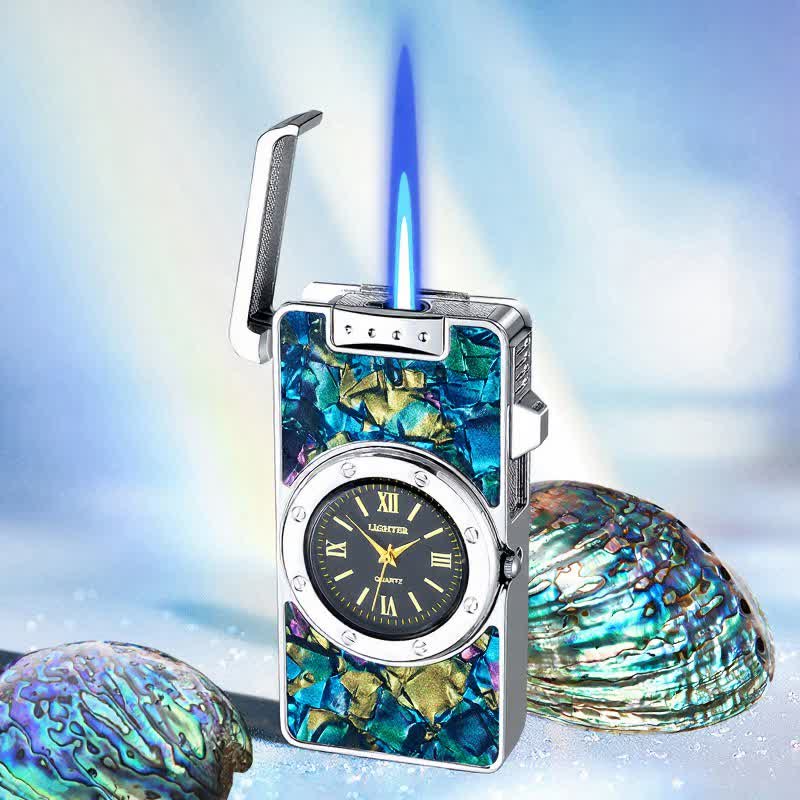 Accendino a butano Time Flame Colorful Shells con orologio - Abisso - Argento - image 24