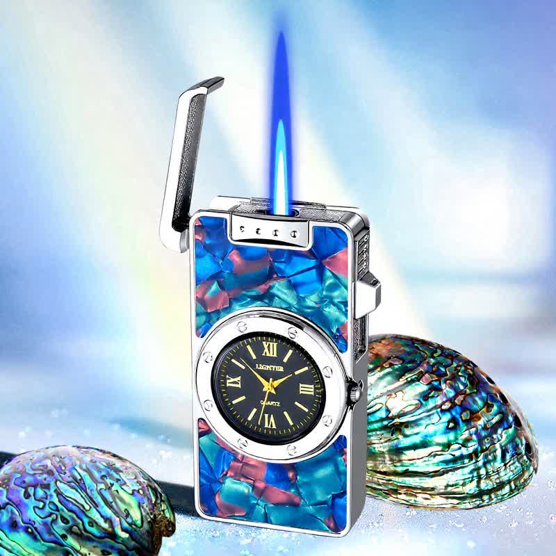 Accendino a butano Time Flame Colorful Shells con orologio - Ambilight - Argento - image 22