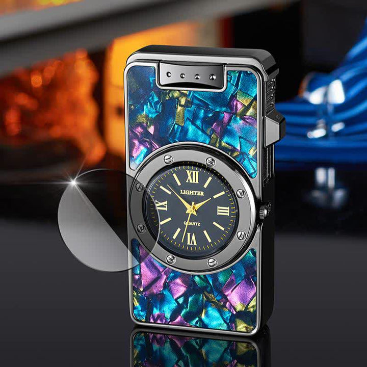Accendino a butano Time Flame Colorful Shells con orologio - image 3
