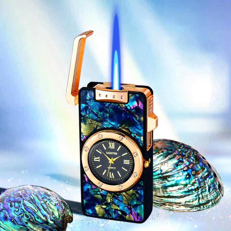 Accendino a butano Time Flame Colorful Shells con orologio - Abisso - Nero opaco - image 18
