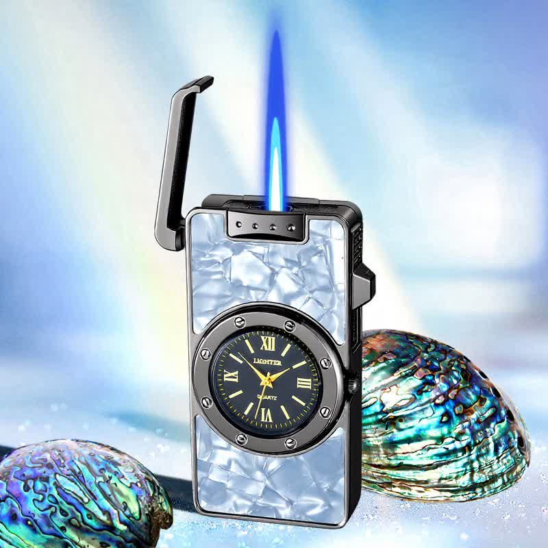 Accendino a butano Time Flame Colorful Shells con orologio - Fritillaria bianca - Nero ghiaccio - image 14
