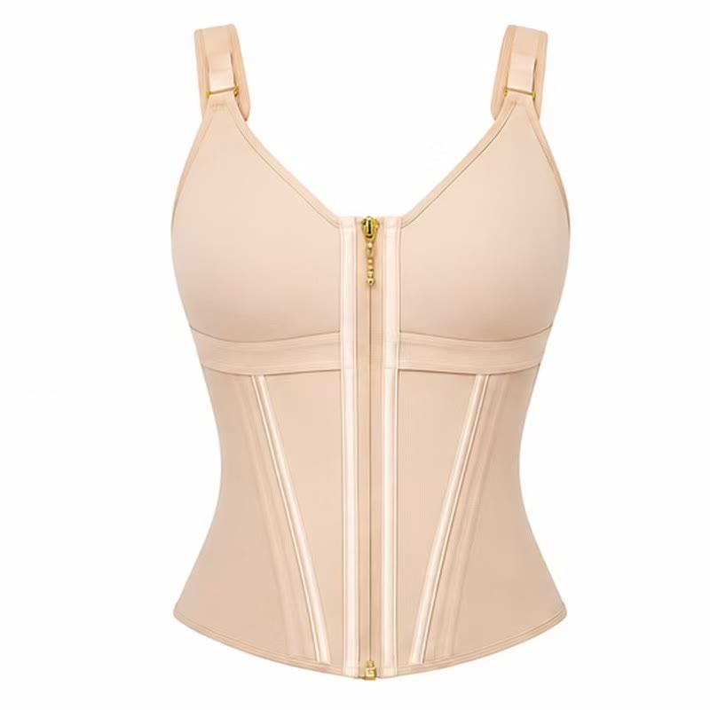 Gilet modellante sottoseno da donna con reggiseno incorporato, corsetto dimagrante - Nudo - 3XL - image 2