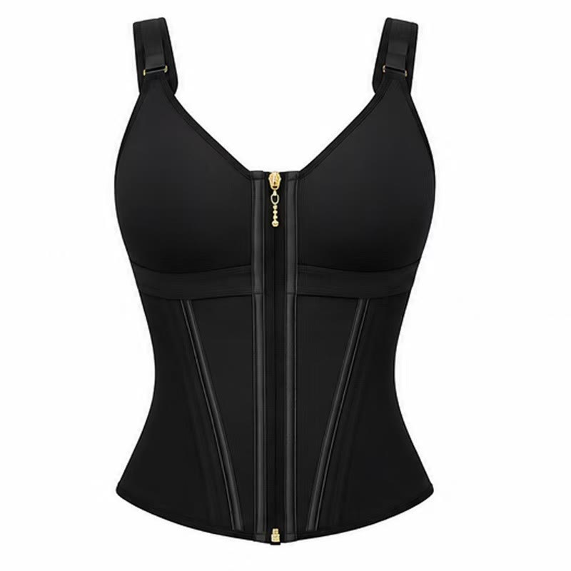 Gilet modellante sottoseno da donna con reggiseno incorporato, corsetto dimagrante - Nero - 3XL - image 1