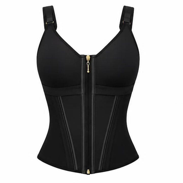 Gilet modellante sottoseno da donna con reggiseno incorporato, corsetto dimagrante - Nero - 3XL - image 1