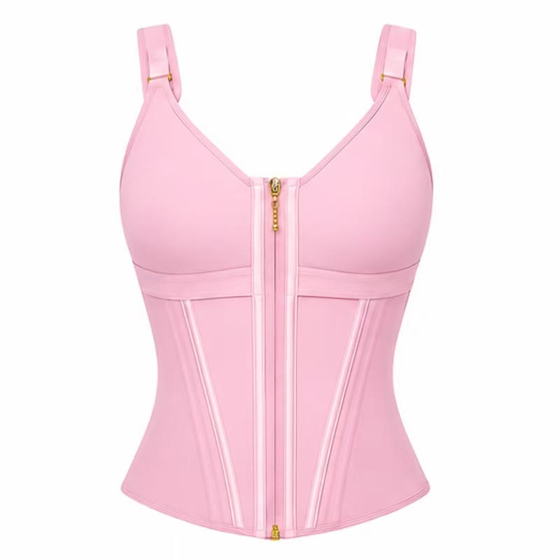 Gilet modellante sottoseno da donna con reggiseno incorporato, corsetto dimagrante - Rosa - 3XL - image 3