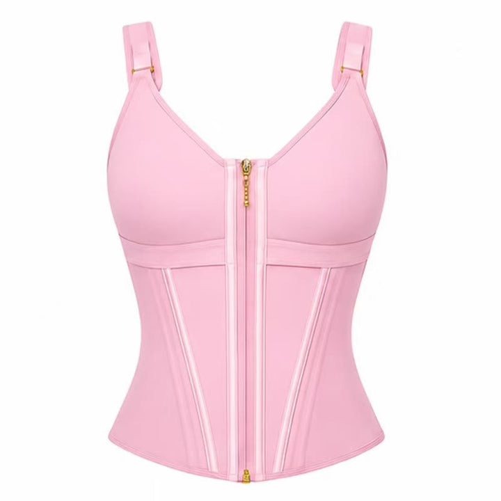 Gilet modellante sottoseno da donna con reggiseno incorporato, corsetto dimagrante - Rosa - 3XL - image 3