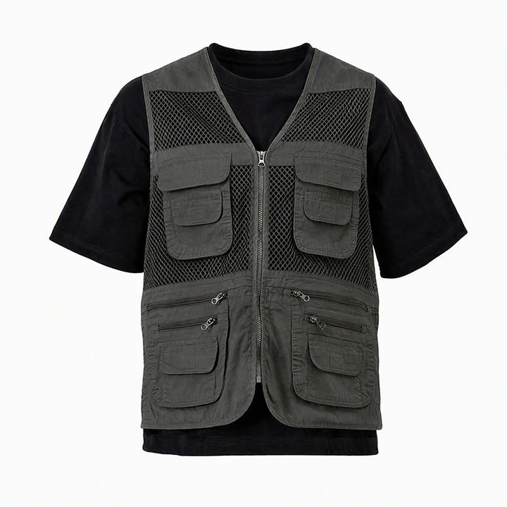 Gilet da uomo in puro cotone, con cerniera, in tessuto a rete, adatto a tutte le stagioni. - image 13