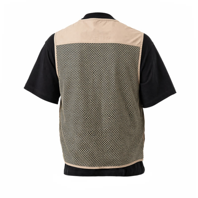 Gilet da uomo in puro cotone, con cerniera, in tessuto a rete, adatto a tutte le stagioni. - image 11