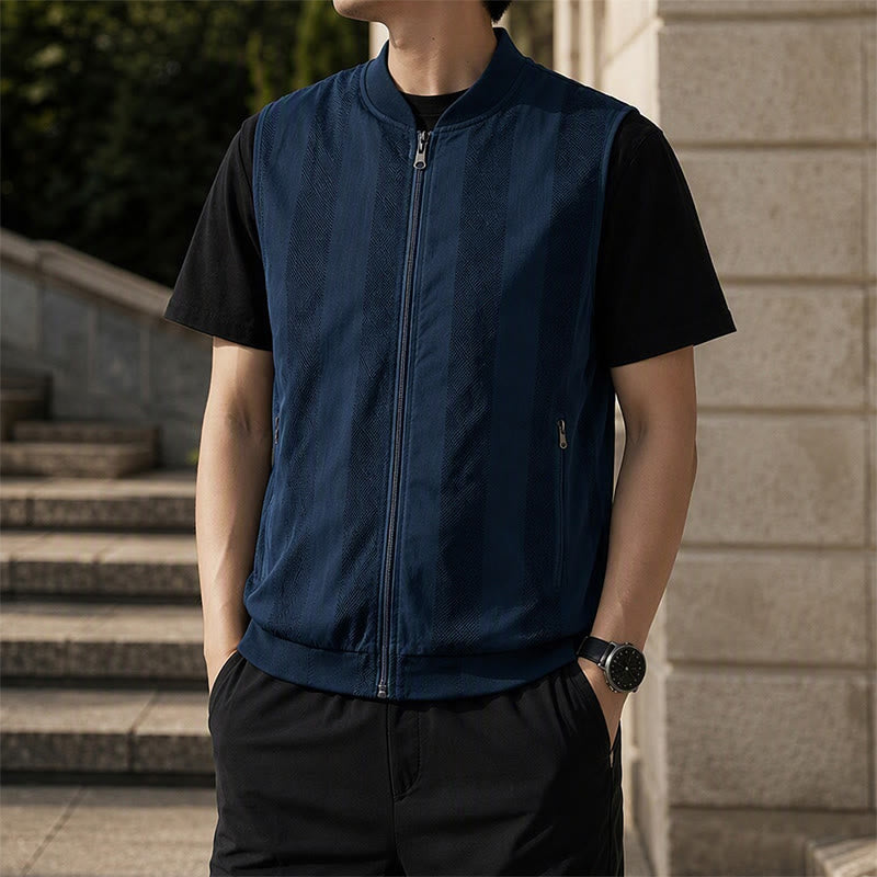 Gilet casual da uomo leggero in rete trasparente con cerniera - Blu - 5XL - image 0