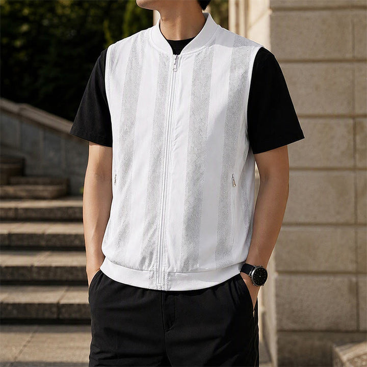 Gilet casual da uomo leggero in rete trasparente con cerniera - Bianco - 5XL - image 5