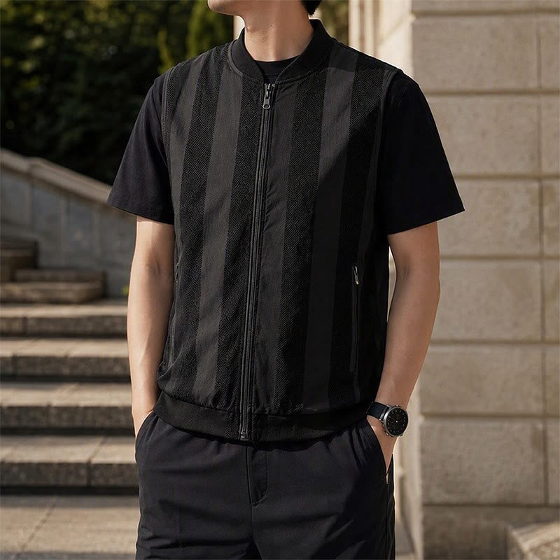 Gilet casual da uomo leggero in rete trasparente con cerniera - Nero - 5XL - image 4