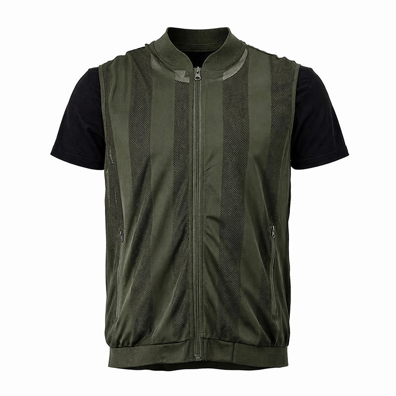 Gilet casual da uomo leggero in rete trasparente con cerniera - Verde militare - 5XL - image 16