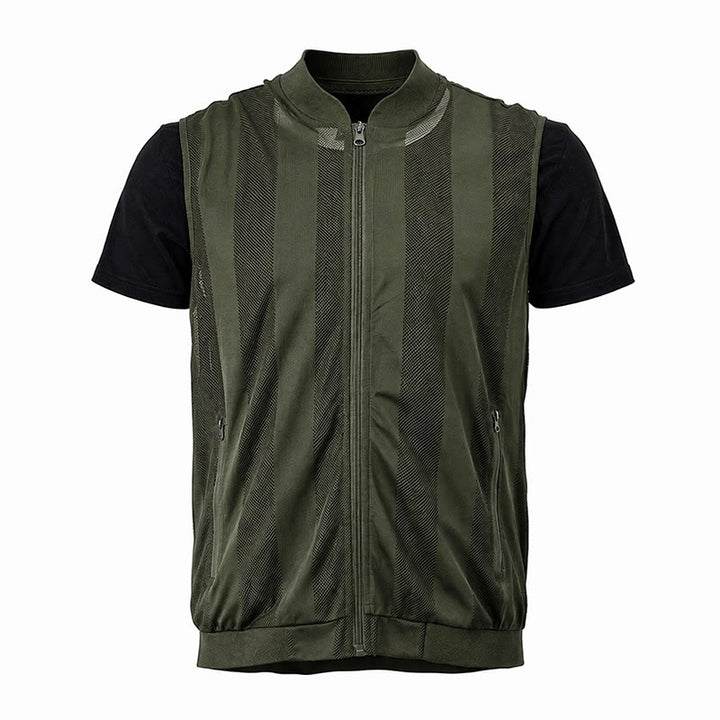 Gilet casual da uomo leggero in rete trasparente con cerniera - Verde militare - 5XL - image 16