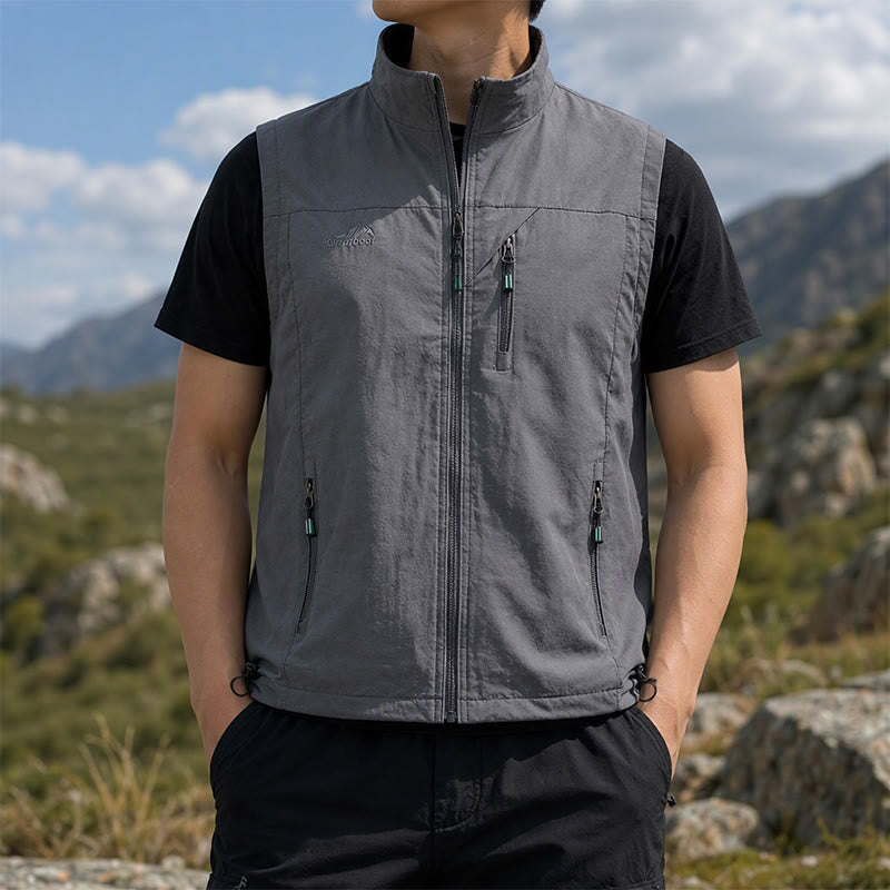 Gilet da uomo casual ad asciugatura rapida per attività all'aperto. - Grigio - 5XL - image 4