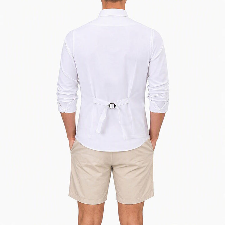Gilet casual da uomo minimalista in misto lino e cotone - image 2