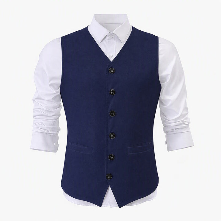 Gilet casual da uomo minimalista in misto lino e cotone - image 14
