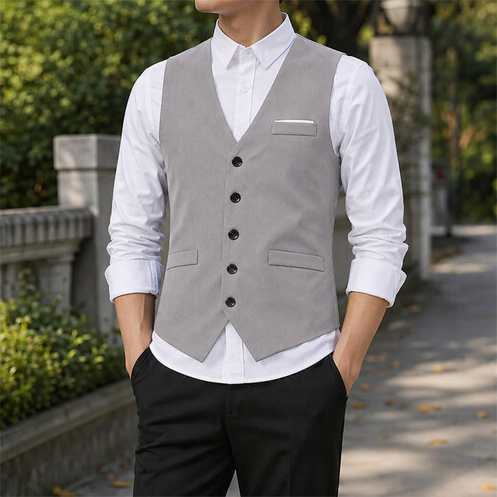 Gilet da uomo slim fit in stile britannico, ideale per abiti formali e da lavoro. - Grigio - 5XL - image 0