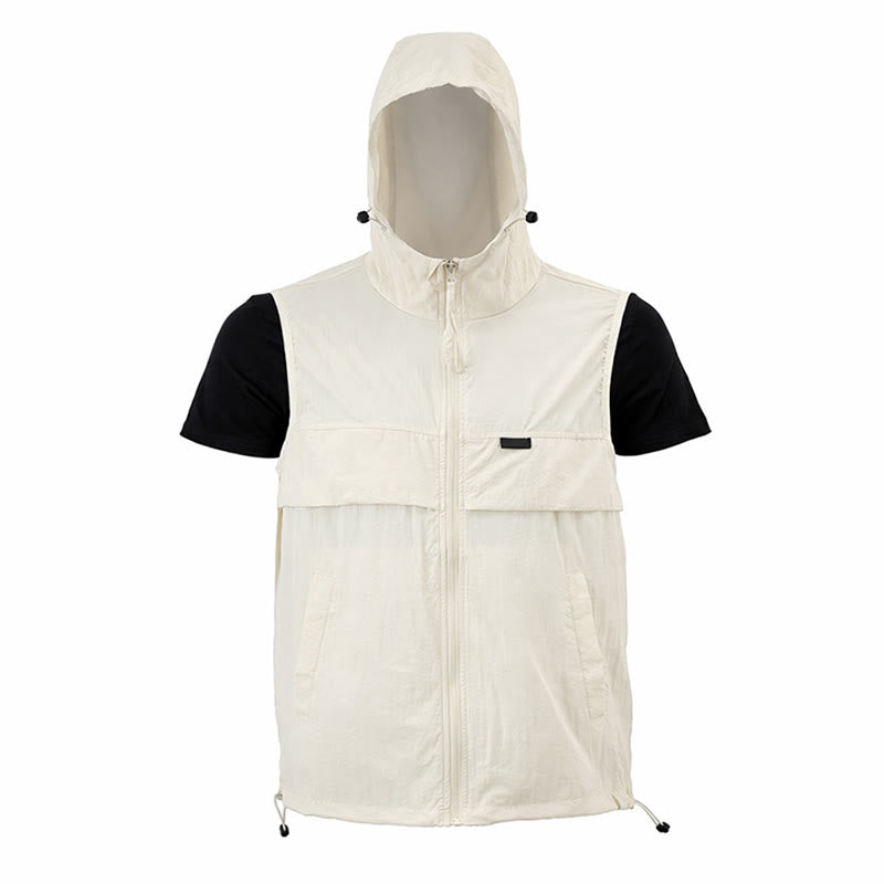 Gilet sportivo da uomo traspirante con cappuccio e protezione solare per attività all'aperto. - image 23
