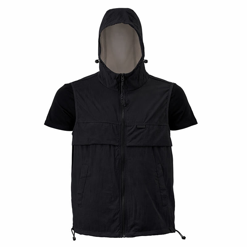 Gilet sportivo da uomo traspirante con cappuccio e protezione solare per attività all'aperto. - image 21