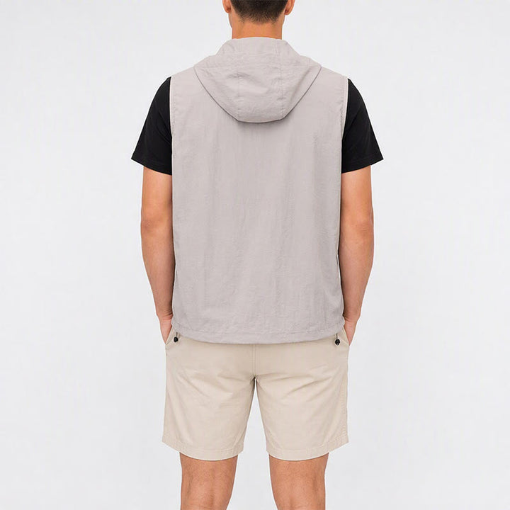 Gilet sportivo da uomo traspirante con cappuccio e protezione solare per attività all'aperto. - image 2