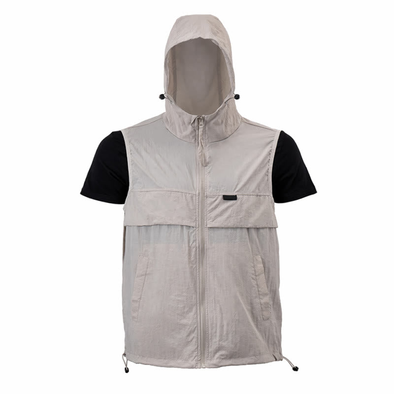 Gilet sportivo da uomo traspirante con cappuccio e protezione solare per attività all'aperto. - image 16