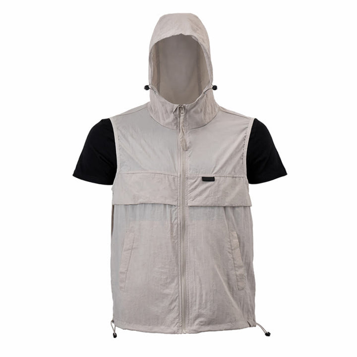 Gilet sportivo da uomo traspirante con cappuccio e protezione solare per attività all'aperto. - image 16