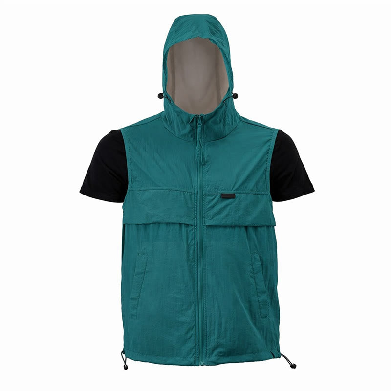 Gilet sportivo da uomo traspirante con cappuccio e protezione solare per attività all'aperto. - image 20
