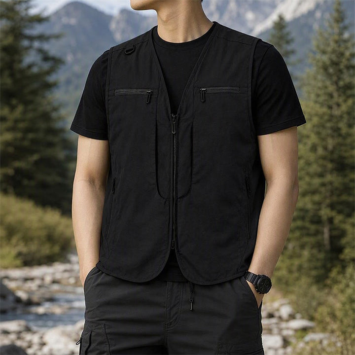 Gilet da uomo multiuso ad asciugatura rapida per attività all'aperto, con tasche con cerniera. - Nero - 8XL - image 4
