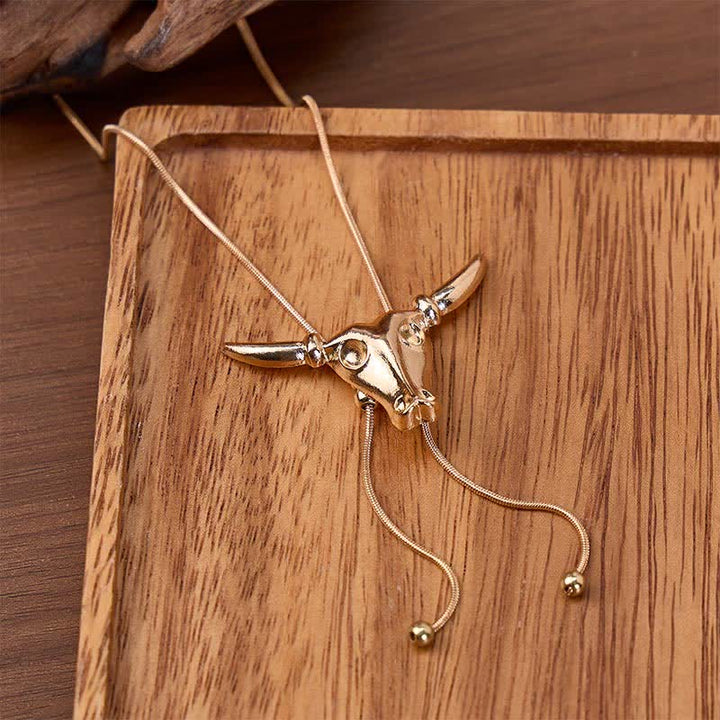 Collana Bolo lunga a forma di Y con laccio Taurus Longhorn estraibile - Oro - image 0