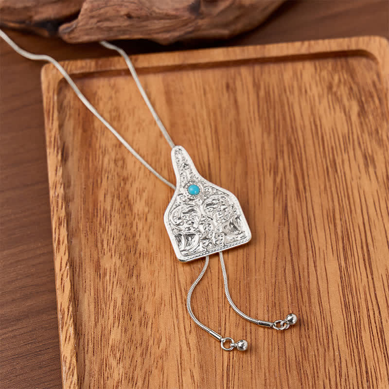 Collana bolo a forma di Y con targhetta per bestiame e decorazioni turchesi - Argento - image 4