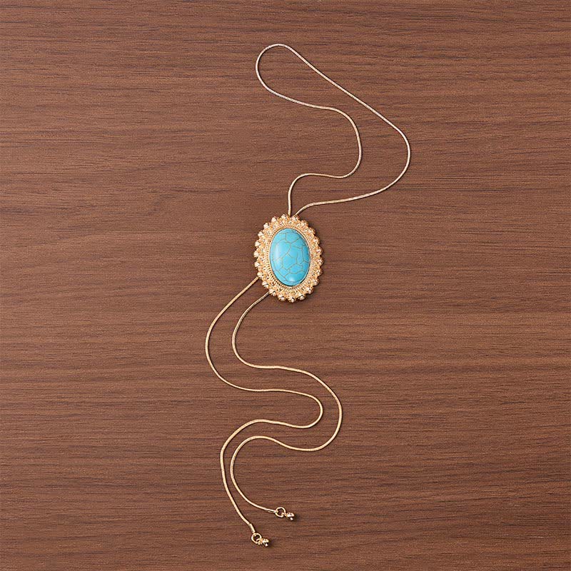 Collana Bolo ovale grande turchese con concho del deserto a forma di Y. - image 3