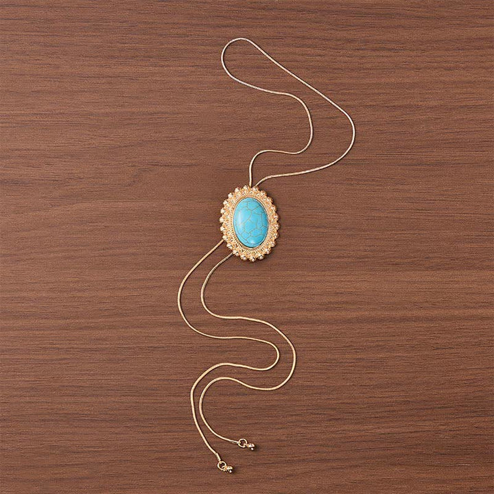 Collana Bolo ovale grande turchese con concho del deserto a forma di Y. - image 3
