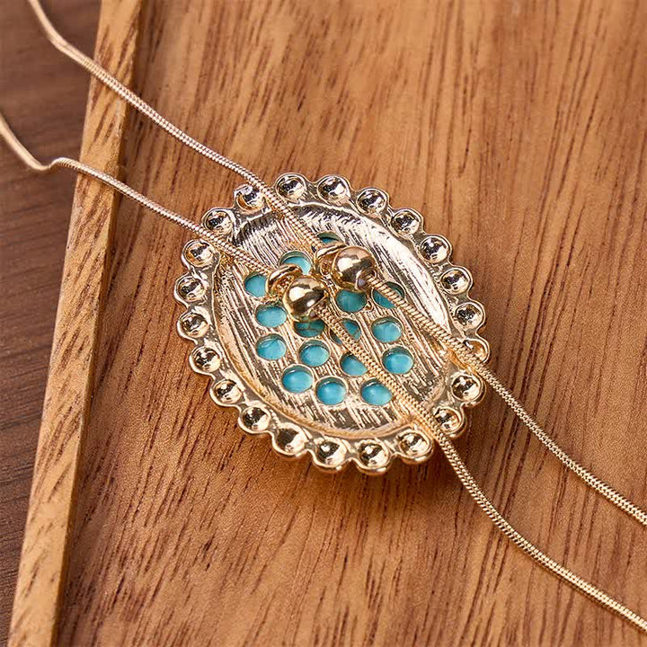 Collana Bolo ovale grande turchese con concho del deserto a forma di Y. - image 2
