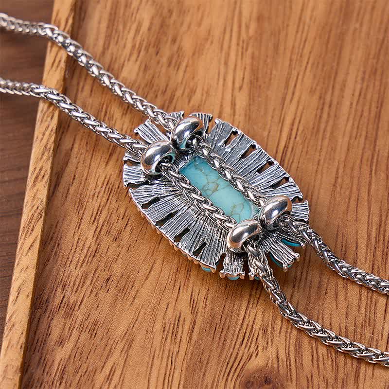 Collana bolo boho ovale turchese con due pendenti a goccia - image 2