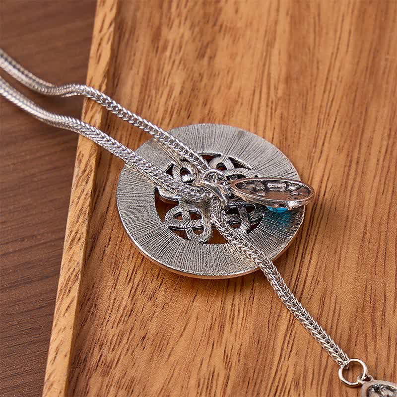 Collana bolo a forma di Y con medaglione centrale in turchese in stile celtico. - image 2