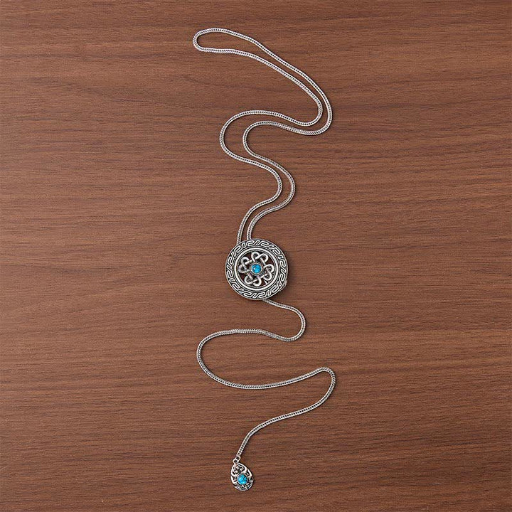 Collana bolo a forma di Y con medaglione centrale in turchese in stile celtico. - image 3