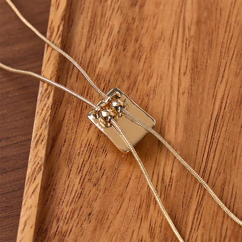 Collana Bolo con ciondolo scorrevole quadrato in occhio di tigre, a forma di Y, con laccio e bolo - image 2