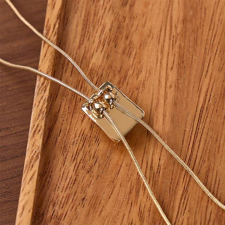 Collana Bolo con ciondolo scorrevole quadrato in occhio di tigre, a forma di Y, con laccio e bolo - image 2