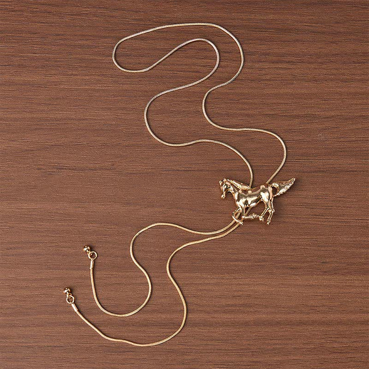 Collana Bolo a forma di Y con lazo da cavallo selvaggio stile western Mustang. - image 3