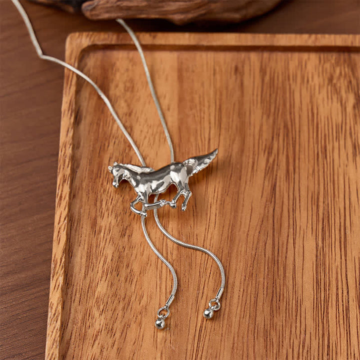 Collana Bolo a forma di Y con lazo da cavallo selvaggio stile western Mustang. - Argento - image 4