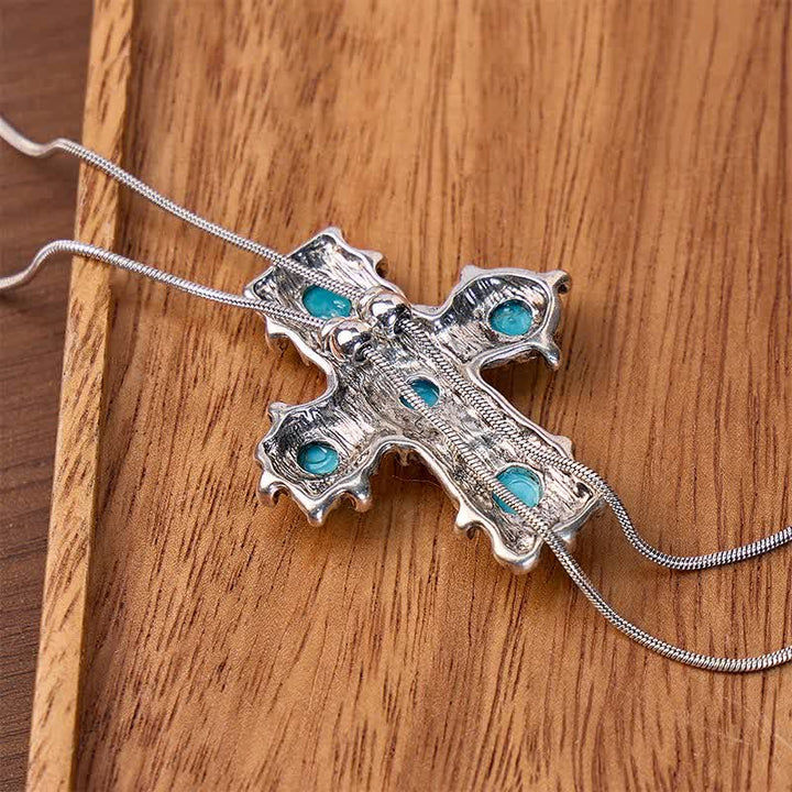 Collana Bolo a forma di Y con croce turchese occidentale e cinque benedizioni - image 2