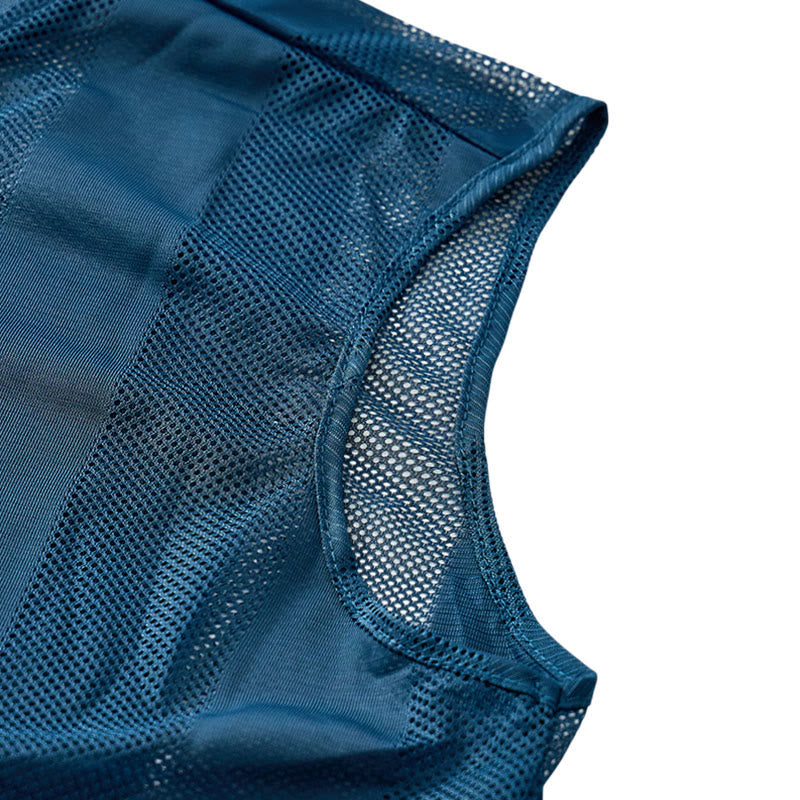 Gilet casual da uomo leggero in rete trasparente con cerniera - image 7