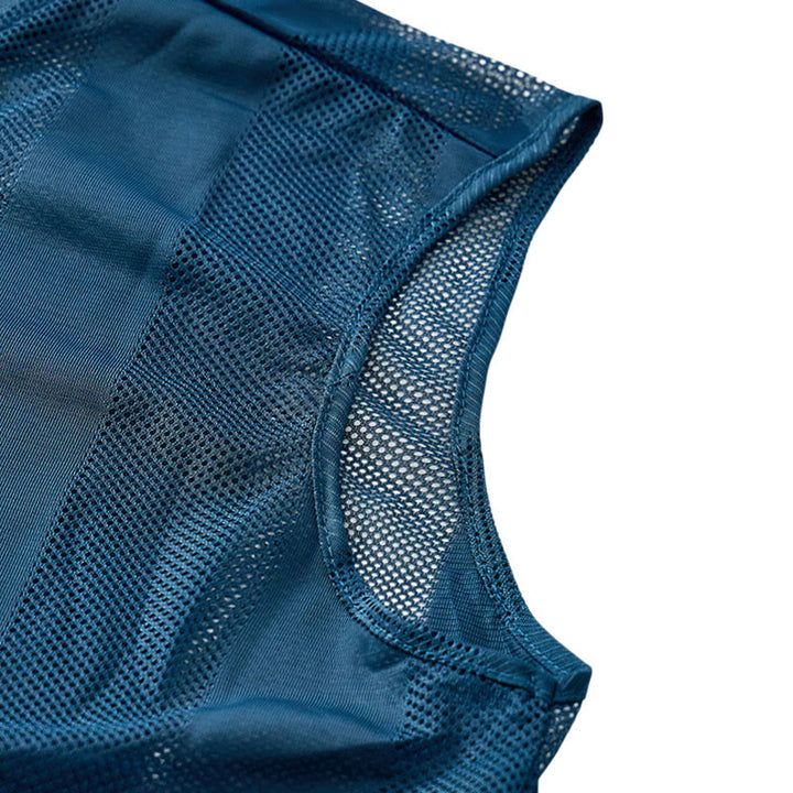 Gilet casual da uomo leggero in rete trasparente con cerniera - image 7