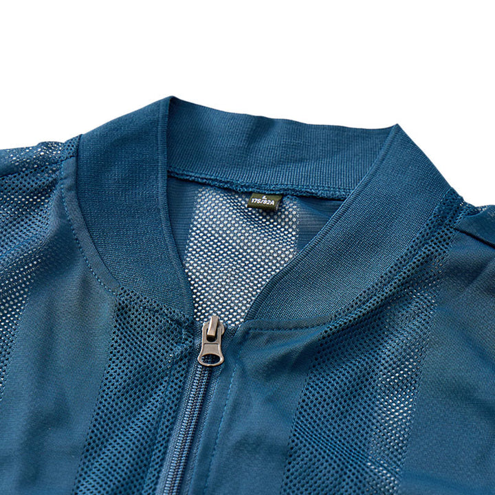 Gilet casual da uomo leggero in rete trasparente con cerniera - image 8