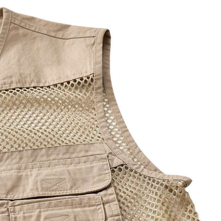 Gilet da uomo in puro cotone, con cerniera, in tessuto a rete, adatto a tutte le stagioni. - image 8