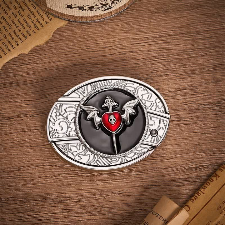Cintura in pelle con fibbia a coltello pieghevole nascosto fai-da-te a forma di ali di pipistrello e teschio, cuore di vampiro e coltello a serramanico fai-da-te. - image 9