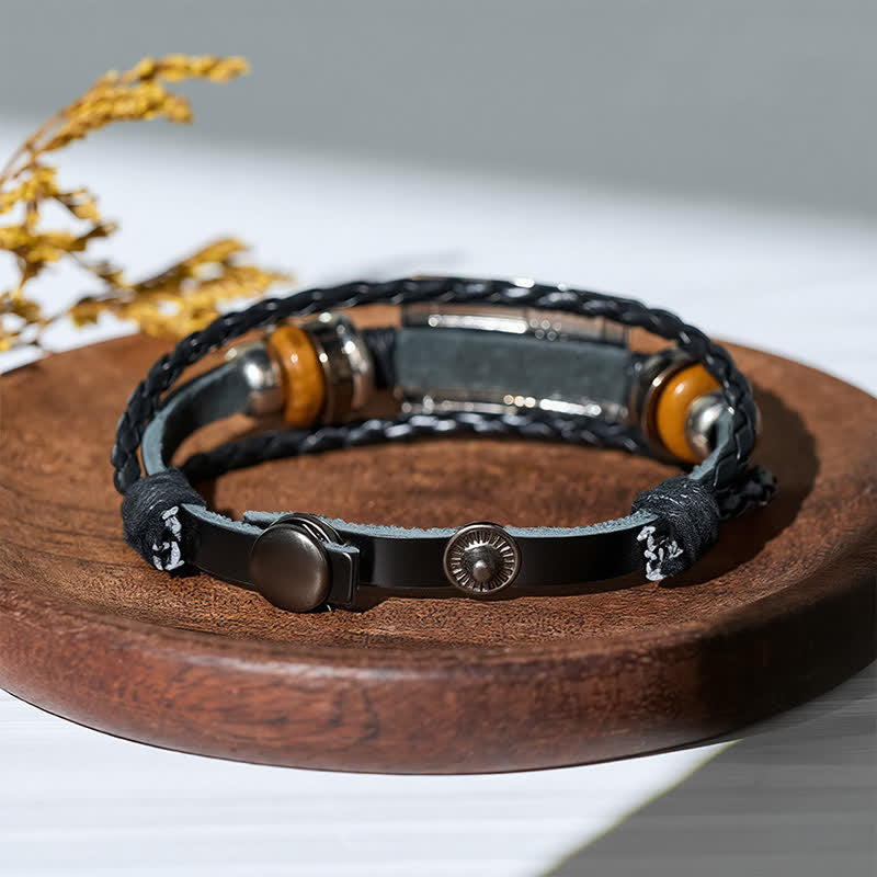 Bracciale in pelle vintage con bandiera USA regolabile e chiusura a scatto. - image 5