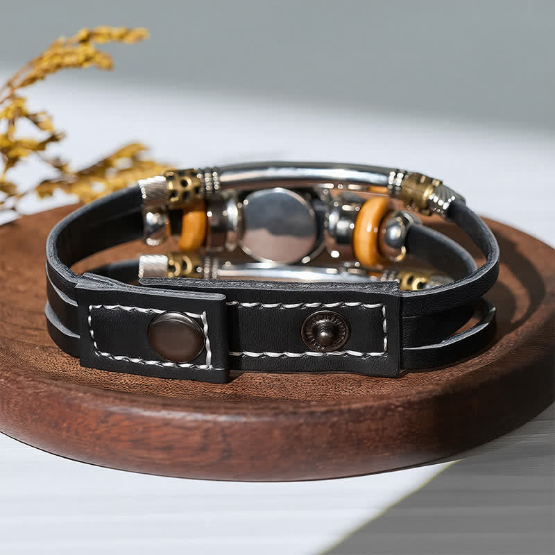Bracciale in pelle con gemma e iniziale "Time" (26 pezzi). - image 4