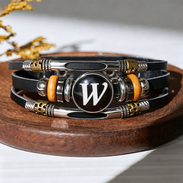Bracciale in pelle con gemma e iniziale "Time" (26 pezzi). - Lettera W - image 27